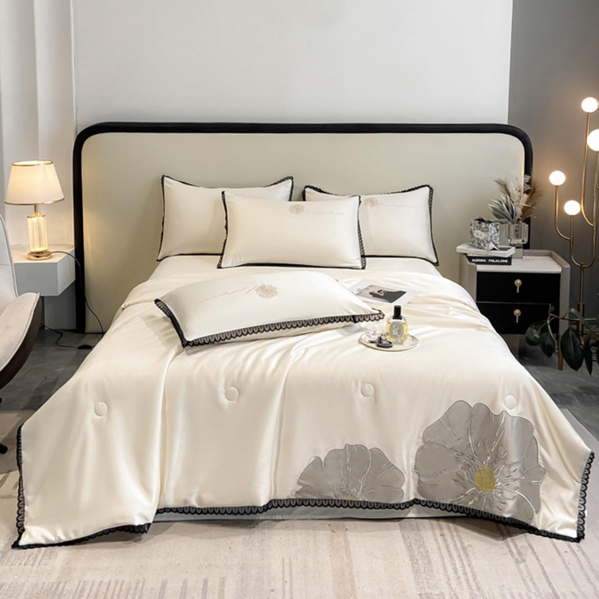 冷却掛け布団セット、夏用冷却毛布、3点花柄寝具掛け布団セット